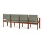 Lesro Lenox Wood 4 Seat Tandem Seating Wood Frame, Cherry, OH Eucalyptus Upholstery LW4103 - alternate 2